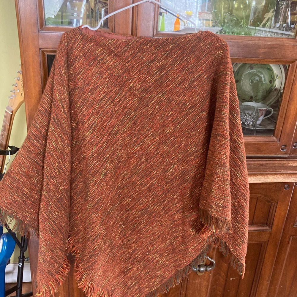 Vintage Hand Loomed Poncho by Au Terroir, Quebec